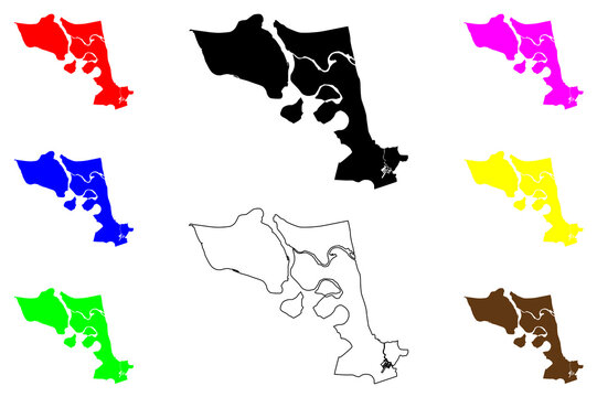 Lingayen city (Ilocos Region, Republic of the Philippines, ROP) map vector illustration, scribble sketch Lingayen map
