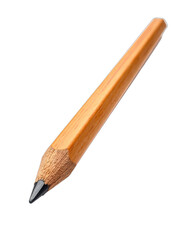 A sharpened wooden writing pencil isolated on a stark black background.