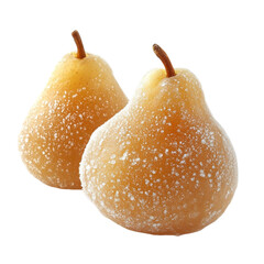 Two sugared pears on white background