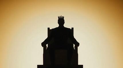 A regal silhouette: a crowned figure seated, radiating authority against a golden backdrop. A powerful symbol of leadership, ambition, and timeless elegance.
