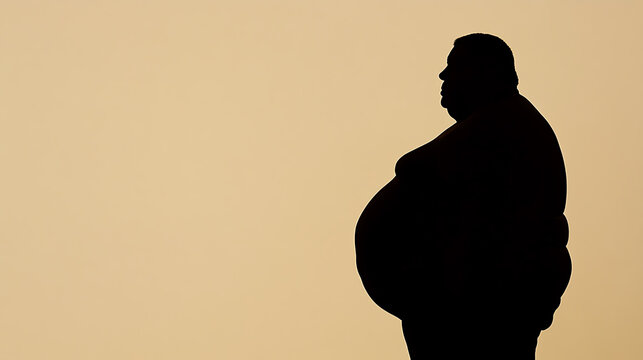 Silhouette of an individual. This photo represents struggles with obesity, a silent battle fought by many. Emphasizing the importance of health and well-being.