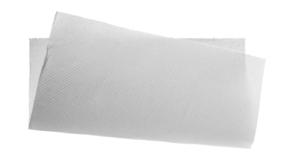 Paper kitchen folded towel flying, disposable, isolated on white background, clipping path	