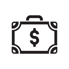 Money Briefcase Icon &ndash; Business Finance, Investment, Banking, Salary, and Wealth Management Symbol.