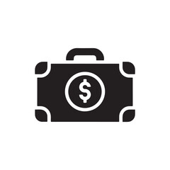 Money Briefcase Icon &ndash; Business Finance, Investment, Banking, Salary, and Wealth Management Symbol.