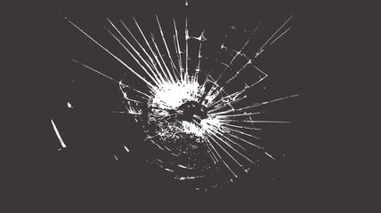 Fototapeta premium Cracked dark gray surface with radiating shattered glass fracture break