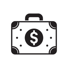 Money Briefcase Icon &ndash; Business Finance, Investment, Banking, Salary, and Wealth Management Symbol.
