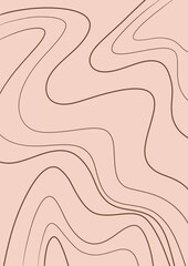 Minimal abstract beige background with organic wavy lines 