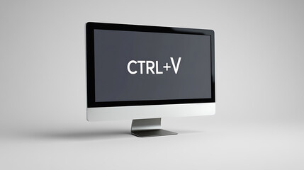 Sleek monitor displaying "CTRL+V" on a gray screen. A symbol of efficiency, this image evokes seamless workflow. Ideal for tech blogs, tutorials, software promos!