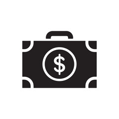 Money Briefcase Icon &ndash; Business Finance, Investment, Banking, Salary, and Wealth Management Symbol.