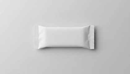 Minimal blank white snack packaging on light background, representing product design, food branding, and clean modern style for mockup or advertising concepts