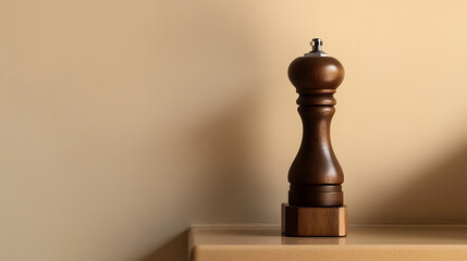 Elevate your dining experience with this elegant wooden pepper grinder. A timeless kitchen accessory that adds a touch of sophistication to any table setting.
