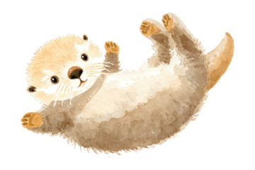 Watercolor Otter Illustration: Cute and Playful Animal Art