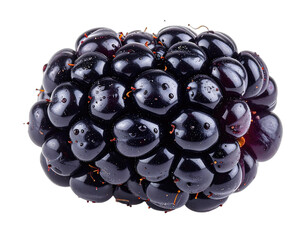 Close-up of a perfectly formed, ripe, dark purple fruit with individual segments