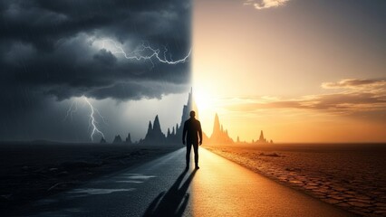 Choice and decision concept showing contrast between risk and opportunity