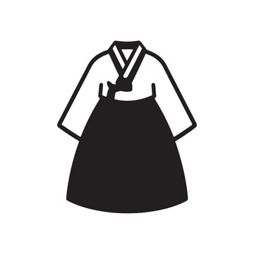 vector silhouette icon of hanbok dress