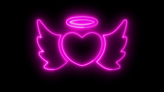 Concept: Neon line valentine's day, anniversary, mother's day, marriage, invitation e-card. Seamless loop 4k video. valentines love heart symbol, neon love hearts. Valentine's Day indicate. 