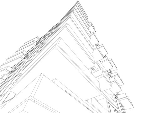 Abstract architecture 3D rendering