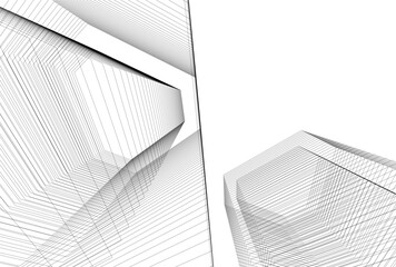 Abstract architecture 3D rendering