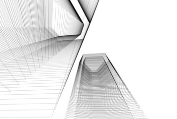 Abstract architecture 3D rendering