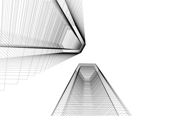 Abstract architecture 3D rendering