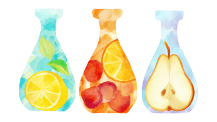 Watercolor Fruit Infusion Bottles Illustration