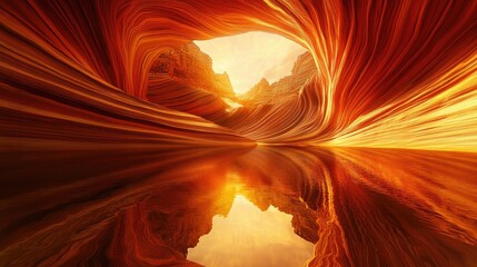 A serene sandstone canyon slowly carved by years of wind and water