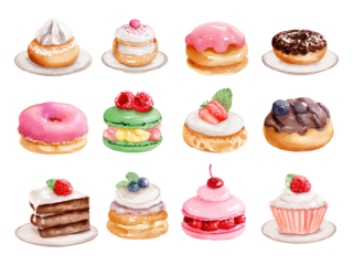Watercolor Cakes and Pastries: Sweet Dessert Collection