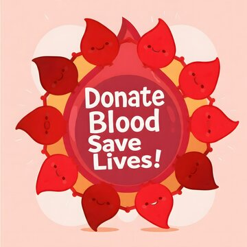 Happy Blood Drops illustration with Donation Theme