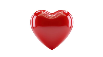 Red heart shape glossy surface isolated on transparent background symbolizing love romance affection and passion perfect for Valentine Day or romantic design concepts
