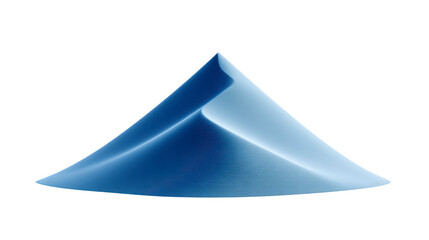 Fototapeta premium Smooth blue 3D cone shape with soft gradient lighting, abstract geometric design, modern minimal style, isolated on transparency background, calm and tranquil visual effect