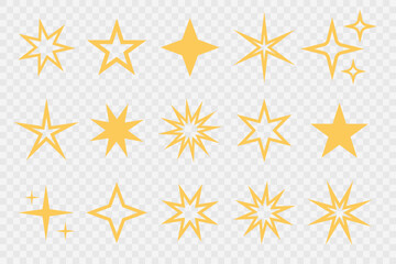 Golden Starburst Icons Collection: Bright Sparkles for Celebration, Highlights, and Festive Design