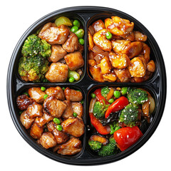 Asian meal bento box, isolated on transparent background