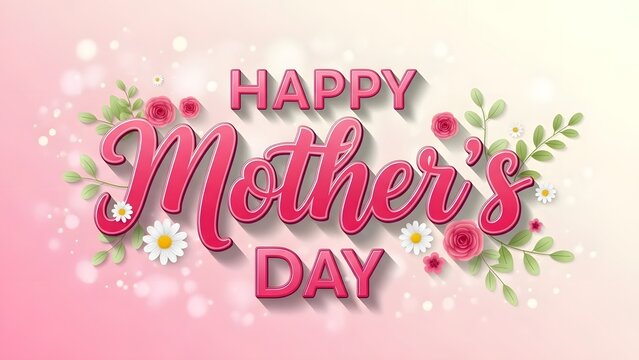 Happy mother s day greeting with floral design - Powered by Adobe
