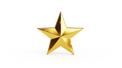 Golden Star Shiny Icon in Modern 3D Rendering with Bright Lighting for Award or Achievement Symbol