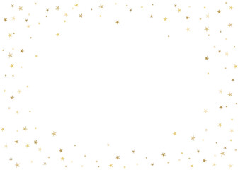 Gold glitter star confetti overlay isolated on transparent background, luxury festive celebration decor