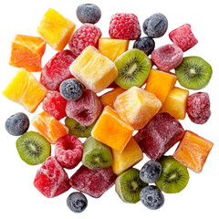 Assorted fruit candies isolated on transparent background