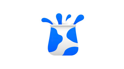 Fototapeta premium Blue and white milk splash, abstract liquid in cup, isolated on transparent background, playful and modern style, suitable for dairy, beverage, or creative design concepts