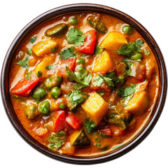Vegetable curry isolated on transparent background