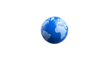 Fototapeta premium Blue globe earth planet world sphere map continents ocean Europe Africa digital isolated 3D global environment geography science technology education peaceful clean modern simple realistic shiny