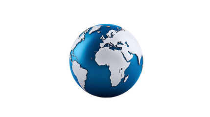 Fototapeta premium Blue white globe world map Europe Africa Asia 3D rendering isolated global geography planet modern digital earth international environment sphere realistic technology science education navigation