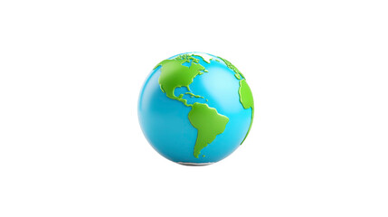 Globe earth world planet map blue green geography environment continents simple isolated 3D illustration North America South America Atlantic ocean sphere global nature education travel