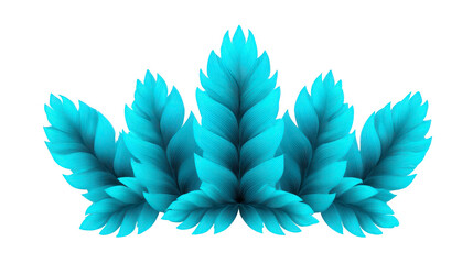 Obraz premium Blue leaf pattern digital illustration symmetrical design nature inspired decorative foliage elegant abstract isolated on white botanical art calm mood