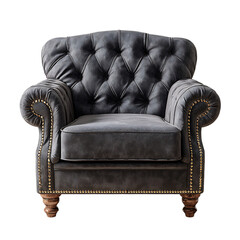 Elegant tufted armchair with nailhead trim