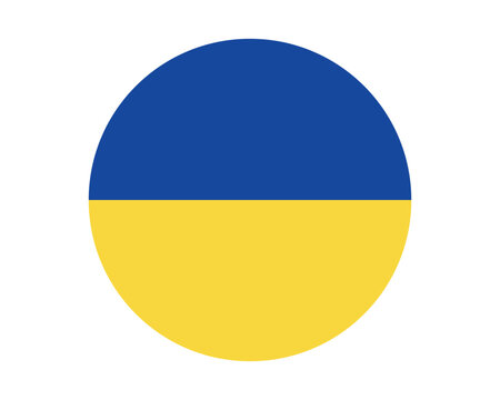 Ukraine national flag circular icon blue yellow horizontal stripes vector illustration