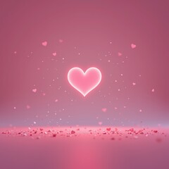 A square minimal Valentine scene with a single glowing heart form floating above a soft gradient bac