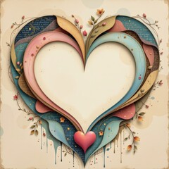 A square poetic composition featuring floating soft shapes drifting toward the center and forming a