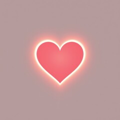 A square modern Valentine poster showing a gently illuminated heart silhouette emerging softly from