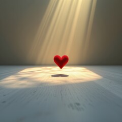 A square romantic minimalist design with a single delicate heart placed near the center surrounded b