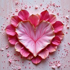 A square artistic Valentine visual where natural petal like shapes gather softly at the center formi