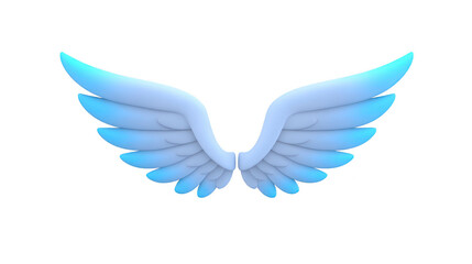 Obraz premium Blue angel wing white feather fantasy isolated soft ethereal spiritual decorative symmetrical dreamy evokes peace and freedom suitable for design projects